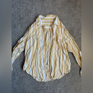 Aerie Yellow and White Striped Shirt